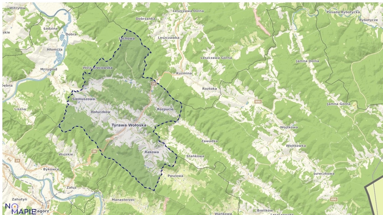 Mapa obszarów ochrony przyrody Tyrawy Wołoskiej