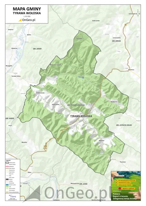 Mapa gminy Tyrawa Wołoska